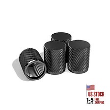  Tire Air Valve Caps – Precision CNC Machined Stainless Steel, Extended Black