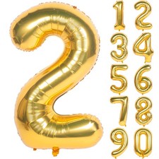 40 Inch Large Gold Number Balloons 2 Aluminum Foil Mylar Big Number Balloons ...