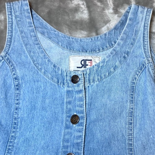 Rafaella Jeans Denim Dress Women Small Blue Vintage Y2K Button Front Sleeveless - Picture 6 of 12