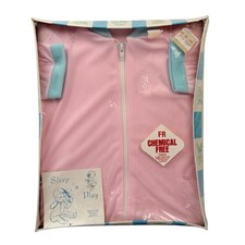 Vintage Footed Pajama Baby Sleep N Play Polyester Large Pink Blue New Old Stock