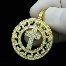 2 Ct Diamond Masonic Medallion Charm Cross Pendant Men's 14K Yellow Gold Finish