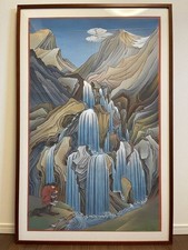 Tenzin Norbu Himalaya Wasserfall Gemälde Nepal Tibetischer Thangka Stil