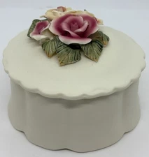Vintage Floral Top Ceramic Trinket Jewelry Dish