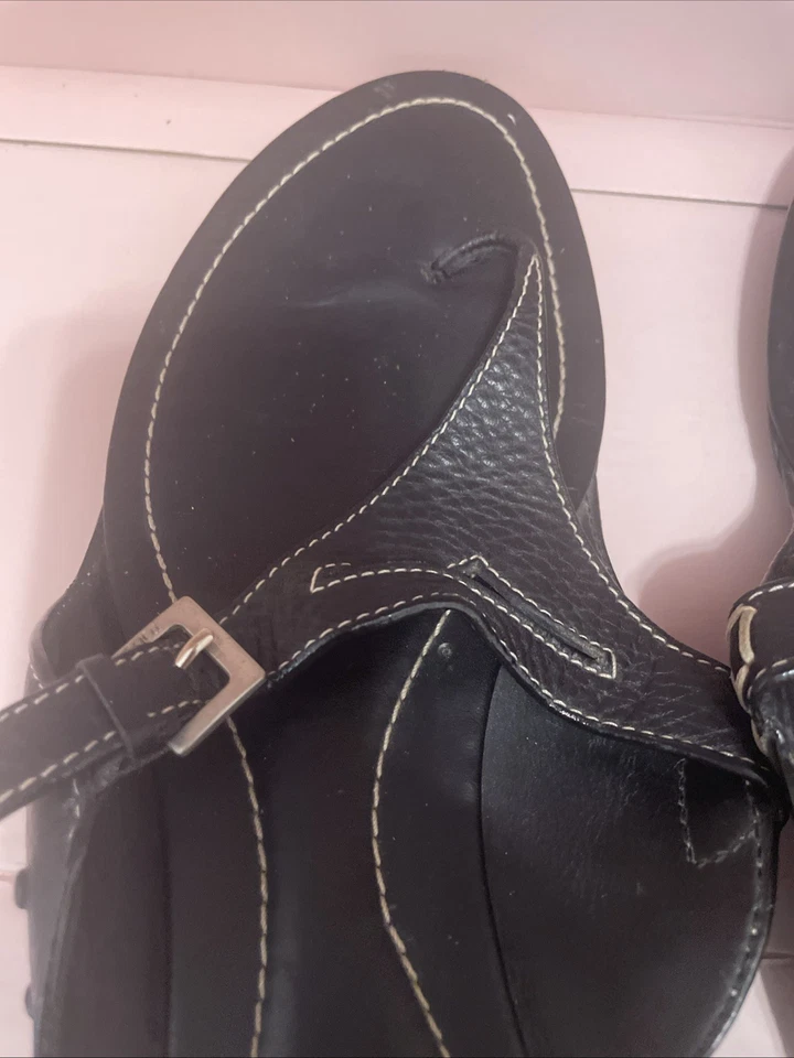 Sandalias Tods para mujer zapatos de cuero negro 37,5 7,5 7 1/2 38 Foto 4 de 4