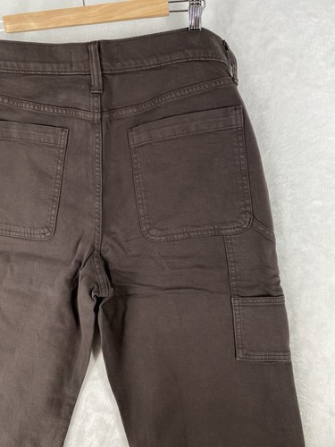 Hollister Jeans Uomo S 32x32 Marrone Falegname Utility Baggy Tela Dritto Y2K NUOVO - Foto 12 di 14