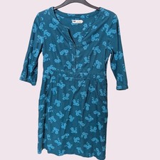 Seasalt Womens Paxton Needlecord Floral Dress Size UK12 Pockets Blue Teal