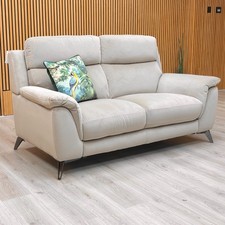 Furniture Village ‘Contempo’ 2 Seater Sofa Fab-Coe-R120 Light Khaki Solid Velvet