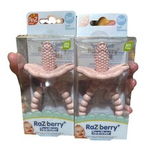 RaZberry Plus Baby Teether Easy to Hold Silicone Toy for Teething-2 pack Pink