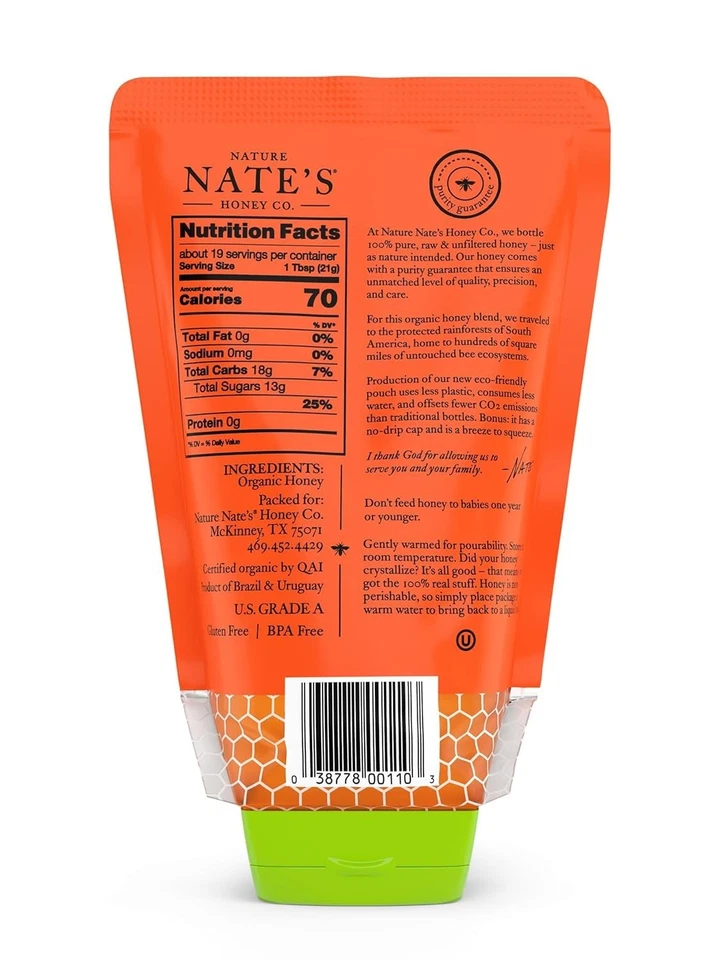 Miel cruda y sin filtrar orgánica Nature Nate'S 100 % pura del USDA, 14 OZ. Sust sin goteo Foto 2 de 4