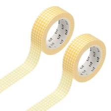 2 Rolls Grid Washi Tape, 0.6 Inch x 11 Yards Decorative Tape, Yellow