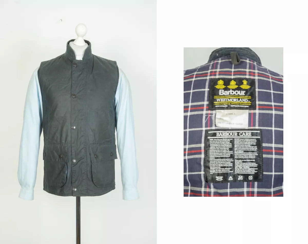 Barbour Westmorland Wax Navy Blue Vest Gilet Size S