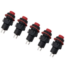 US Stock 5pcs Maintained ON/OFF SPST Lock Push Button Switch Red DS-211