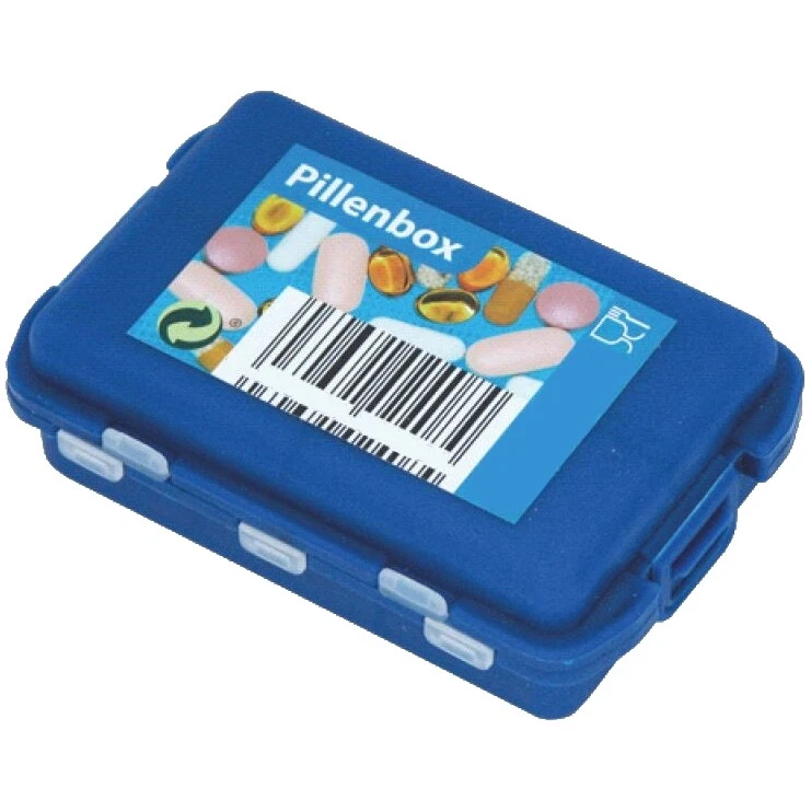 1x Pillendose Pillenbox Tablettendose Tablettenbox Medikamentenbox Pillbox, blau