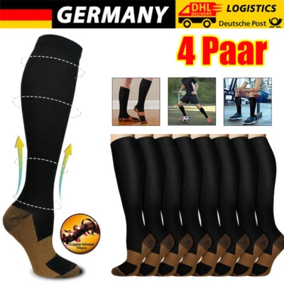 DAZONE 4 Paar Stützstrümpfe Kompressionsstrümpfe Laufsocken Kniestrümpfe Herren Damen