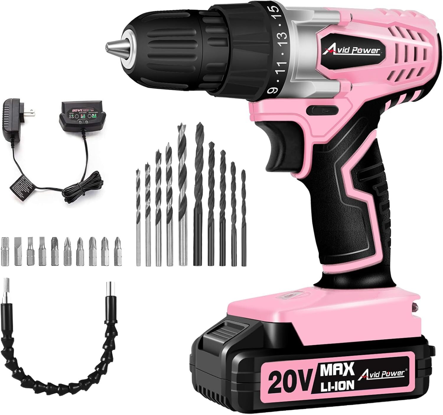 20V Max Lithium Lon Cordless Drill Set, Power Drill Kit With Battery