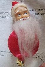Vintage Felt Santa Head Styrofoam Ball Christmas Ornament JAPAN