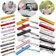 Classic Rimless Compact Reading Glasses Readers Travel Slim Design with Case US