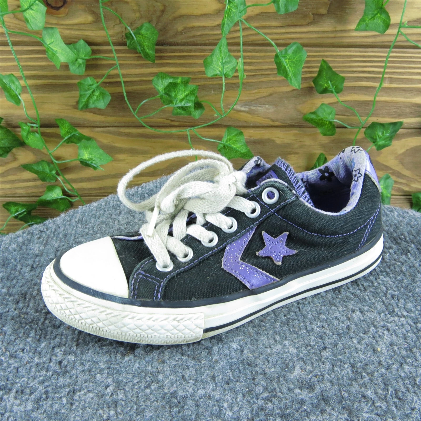 Scarpe sneakers Converse ragazzo ragazza taglia 13 media tessuto nero stringate