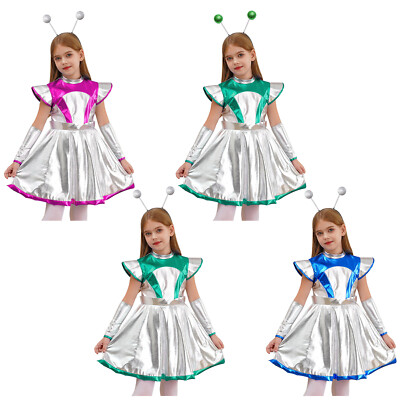 open lace back dress Girls Alien Princess Costume Dress and Accessories for Cosplay Party  Sun  Baby