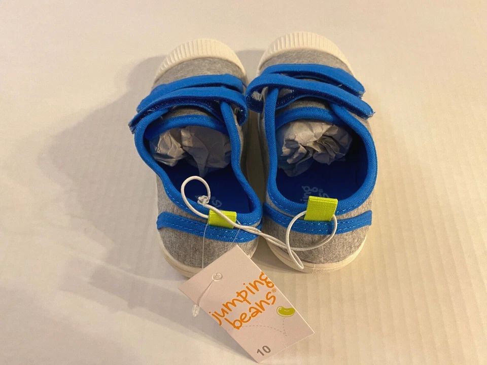 NWT toddler boys tennis sneaker shoes sz 10 Jumping Beans grey/blu canvas - Image 2 of 4