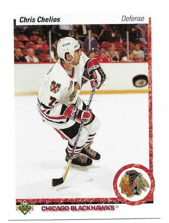 CHRIS CHELIOS 1990-91 UPPER DECK CARD NEAR MINT+ CONDITION