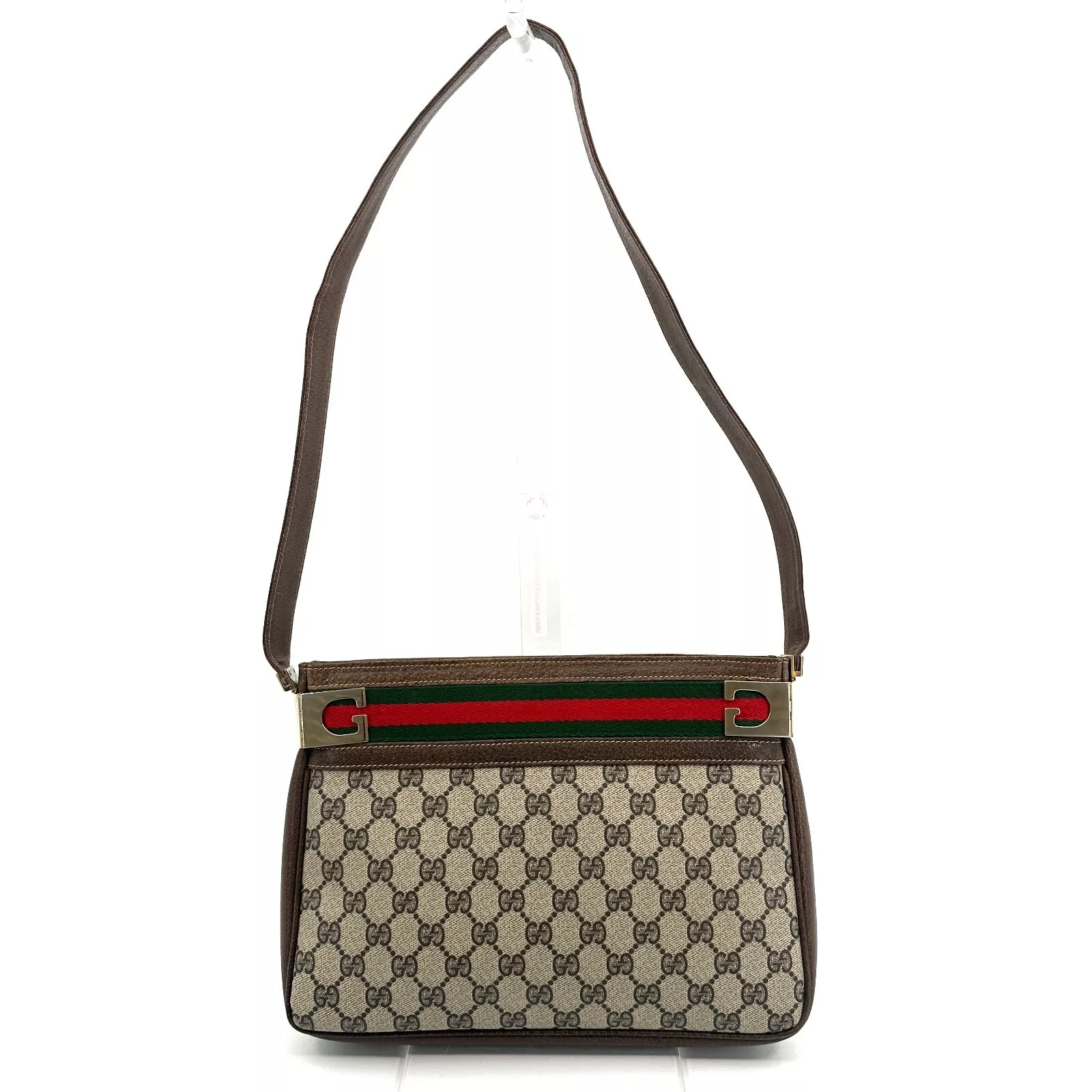 Sac à bandoulière vintage Gucci Sherry Line GG Supreme PVC cuir authentique