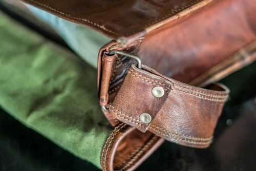 Unisex Echtleder Vintage Laptop Messenger Handgefertigte Umhängetasche Aktent... - Picture 5 of 6