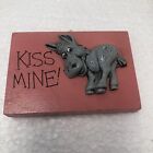 Wallace Vintage Donkey Wooden Wall Desk Plaque Kiss Mine