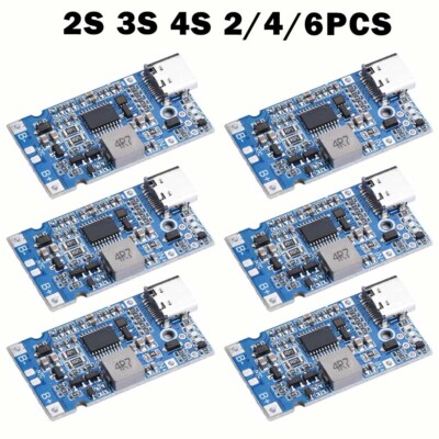 2/4/6xType-C USB 2S 3S 4S BMS 4.5V-15V 18W 2A Li Li-ion Battery Charging Module