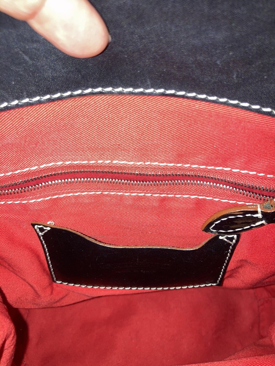 Vintage Alto Dooney & Bourke backpack sling purse, gray/black, red interior Vintage Alto Dooney & Bourke backpack sling purse, gray  main image 3