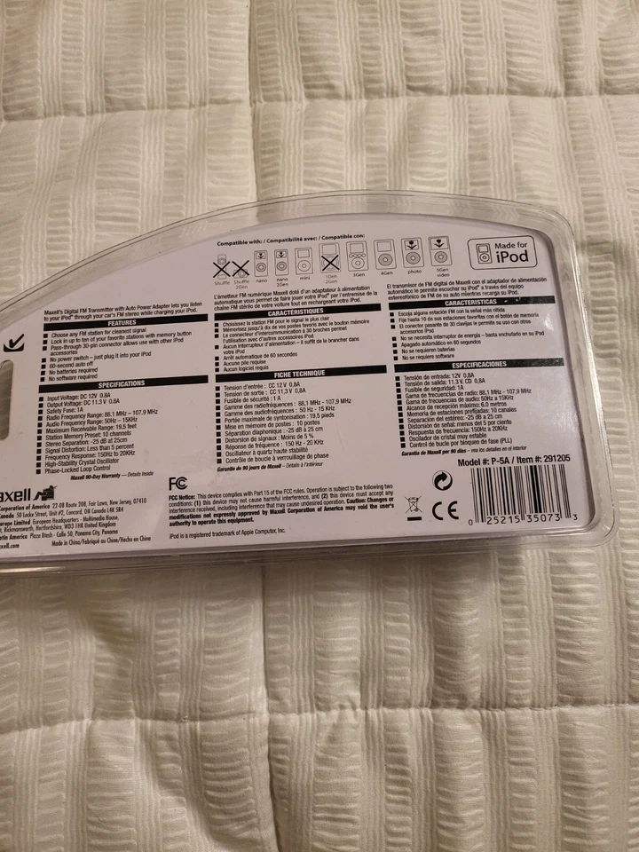 Maxell P-5 Digital FM Transmitter with Auto Power Adapter For iPods - New F1 - Image 4 of 4