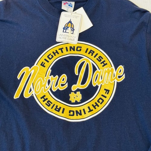 NOS Vintage Majestic Notre Dame Football Pullover Crewneck T Shirt Mens Size M - Picture 6 of 13