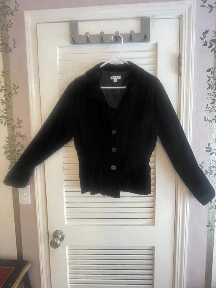 Chaqueta Blazer Mujer Terciopelo Negro Joan Rivers Botones Ajustados XL~GRAN REGALO DE NAVIDAD Foto 4 de 4
