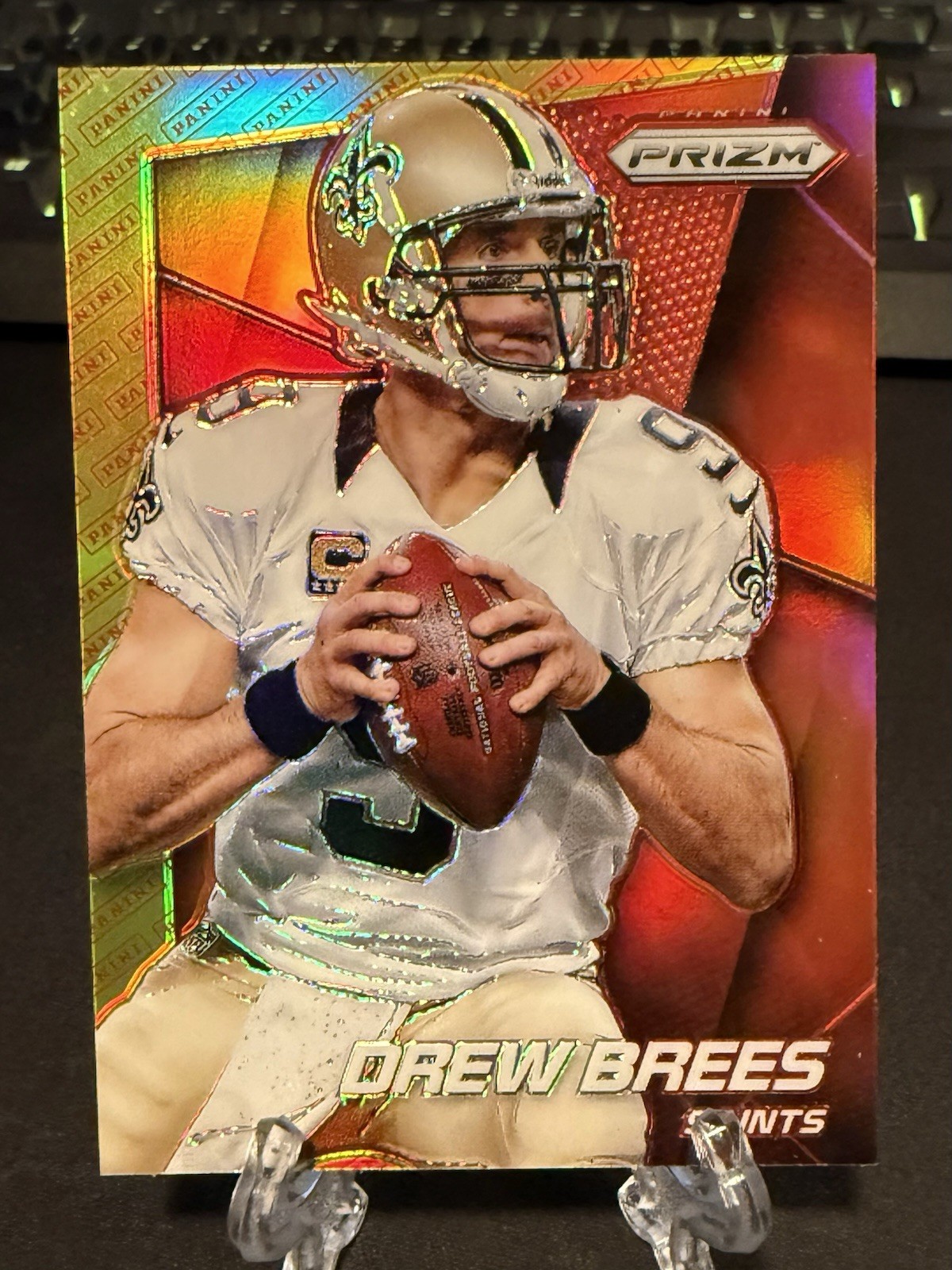 2014 Drew Brees Prizm Panini Logo Red/Yellow #191 Saints