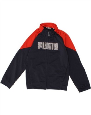 Puma Jungen Graphic Trainingsanzug Oberteil Jacke 5-6 Jahre XS Navy Blau Colourblock CA96