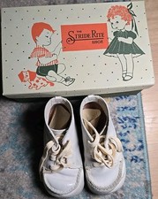 Vintage Stride Rite Firsties White Leather Baby Shoes 4.5 EE Leather Soles W Box