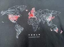 2023 Tesla Earth Day T-Shirt XXXL Black Map Earth Recycled Organic Cotton