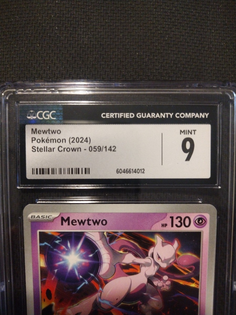 graded mewtwo card 2024 Pokemon Mewtwo Stellar Crown #59 Graded Card CGC 9