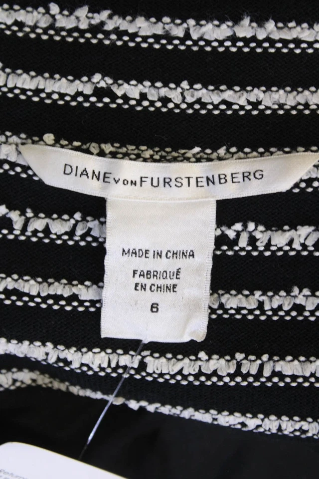 Женская хлопковая двубортная куртка Diane Von Furstenberg в полоску Цвет черный Размер 6 - Изображение 4 из 4