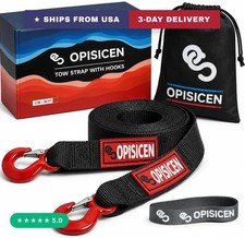 Tow Strap With Hooks 2 Inch X 20 Foot - 15216 Lbs Breaking Strength Emergency H