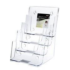 4 Tier Leaflet Holder Bi-fold 6" Literature Holder Clear Acrylic Wall Mount14914