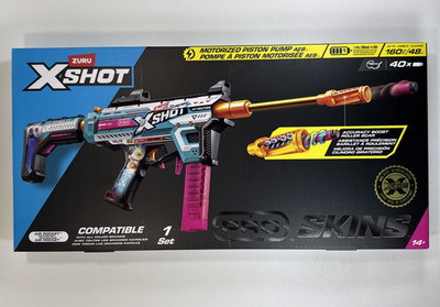 ZURU XShot Pro Motorized Dart Blaster Piston Pump Toy Gun Pro Skins NEW