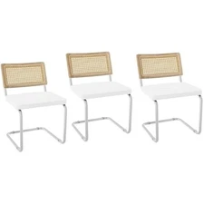Set of 2, Mid-Century Modern Rattan Backrest Dining Chair - Natural Wo