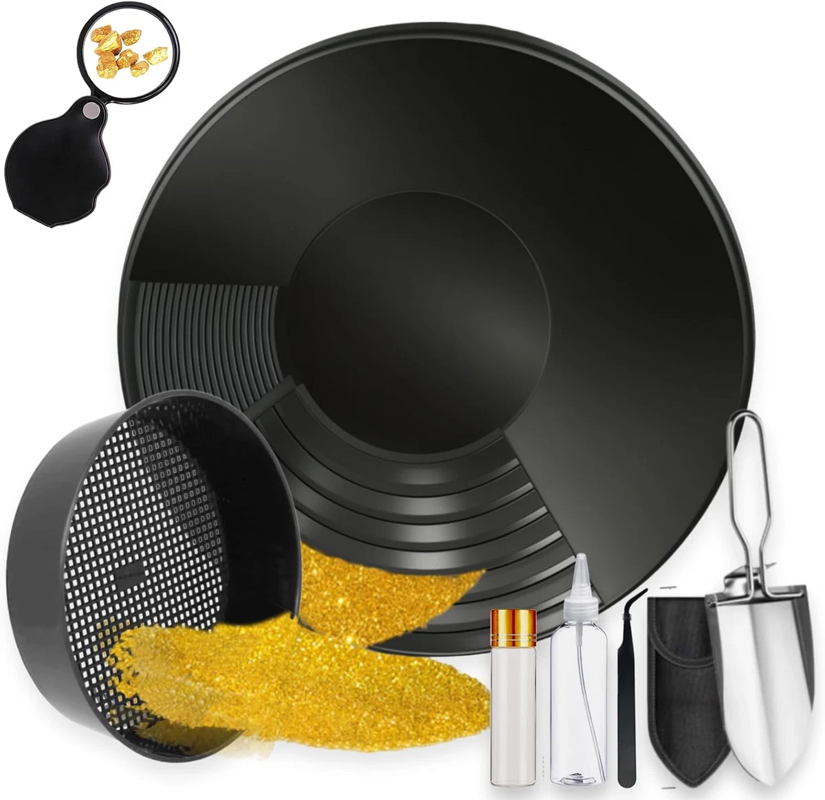 Vassoio Per Battitura Oro 350mm Con Griglia Inferiore - ABS Anticaduta, Portatile Per Ricerca Oro In Fiumi E Montagne