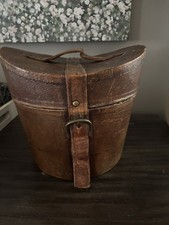 19th Century Antique Leather  Wood Hat Box/Case with Handle RARE
