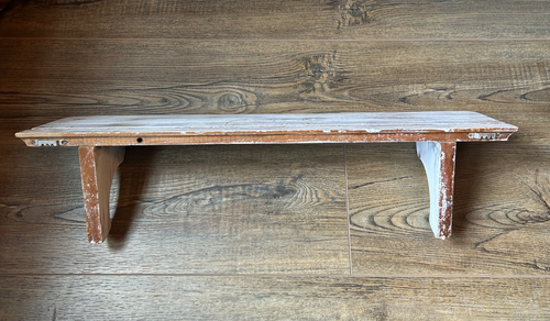 CHIPPY WHITE PAINT Shabby Chic 24" Pine Wood Wall Plate Shelf Corbels Brackets - 第 2/9 張圖片