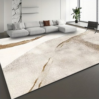 Soft And Thick Area Rug, Modern Minimalist Abstract Texture Pattern in White,