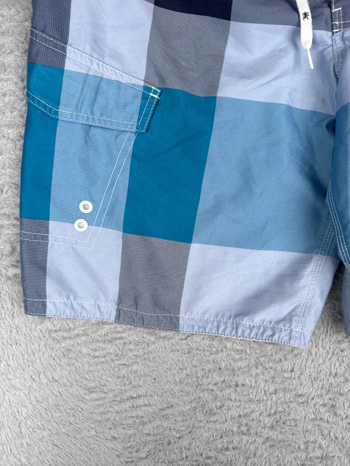 Bañador Mossimo para hombre 36 azul a cuadros poliéster carga playa piscina surf 36x10 Foto 3 de 4