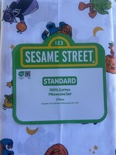 NEW Sesame Street Halloween Holiday Standard 2-Pack Pillowcase Set 100 Cotton