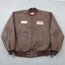 Vintage Red Kap Mens XL Brown U-Haul Work Jacket Bomber Quilted Lining